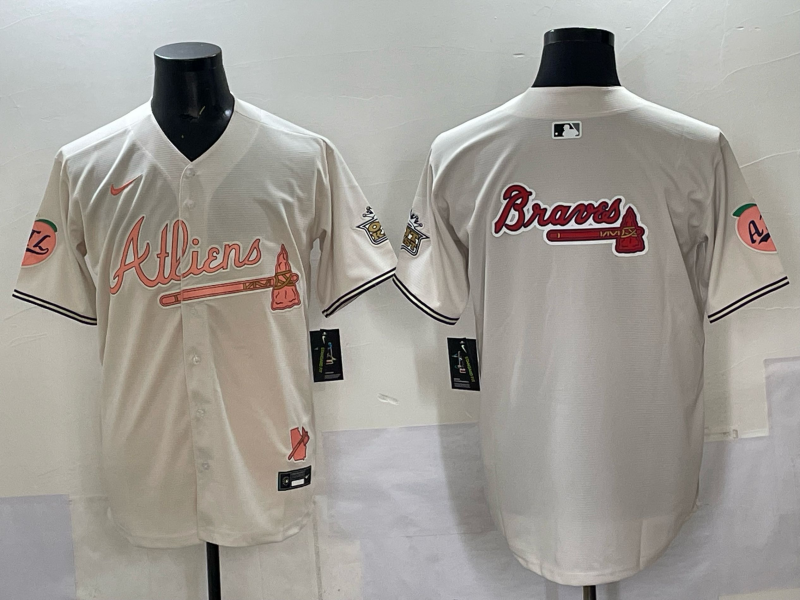 Men Atlanta Braves blank cream Nike 2025 MLB Jersey style 004->atlanta braves->MLB Jersey